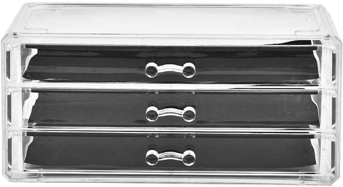 Cosmetische Opbergdoos - Make-up Organizer - Bureau Opruimen - Drie Laags Ontwerp - 27 x 16 x 19 cm - Helder