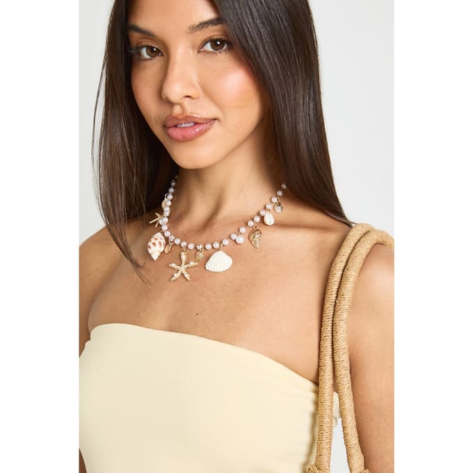 boohoo Dames Oceaan Parel Bedel Ketting