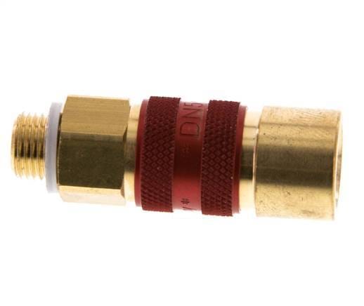 Messing DN 5 Rood-Coded Luchtkoppeling Snelkoppeling G 1/8 inch Buitendraad - CLS5-M-B-RED-CD-018