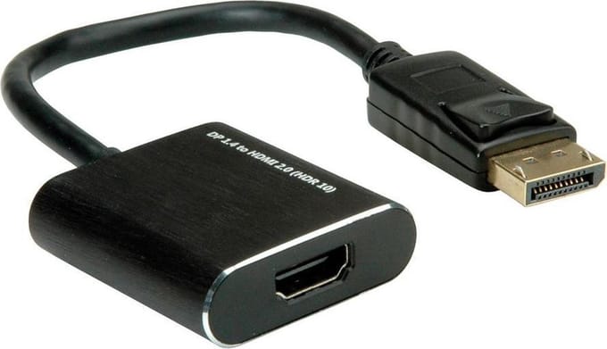 Premium DisplayPort 1.4 naar HDMI 2.0 actieve adapter (4K 60 Hz + HDR) / zwart - 0,15 meter