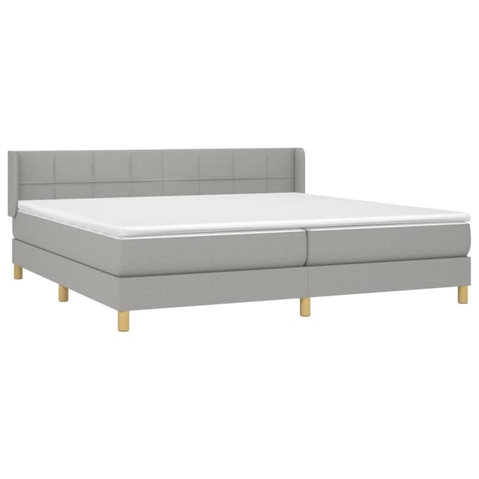 vidaXL - Boxspring - met - matras - stof - lichtgrijs - 200x200 - cm