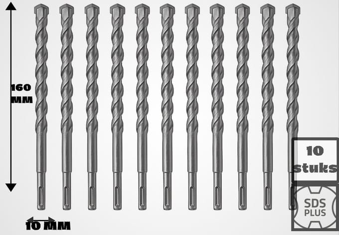 10 stuks 10 x 160 mm beton/ steen boren
