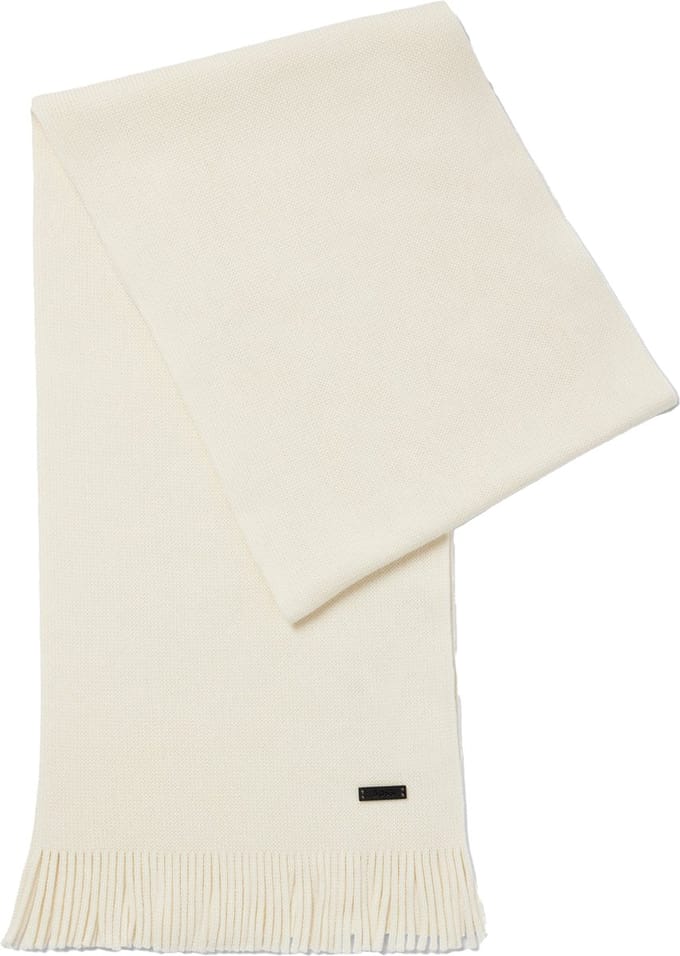 BOSS sjaal Albas Knitted Scarf Open White crème