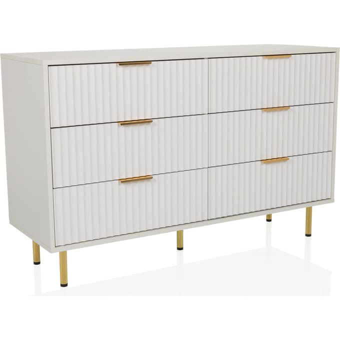 Sideboard / commode HJELLE 120 x 40 x 76 cm 6 schuiflades wit hjh LIVING