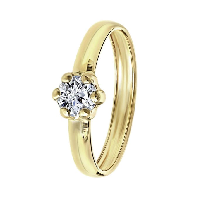 Lucardi Dames Ring met zirkonia - Ring - Cadeau - 9 Karaat - Geelgoud