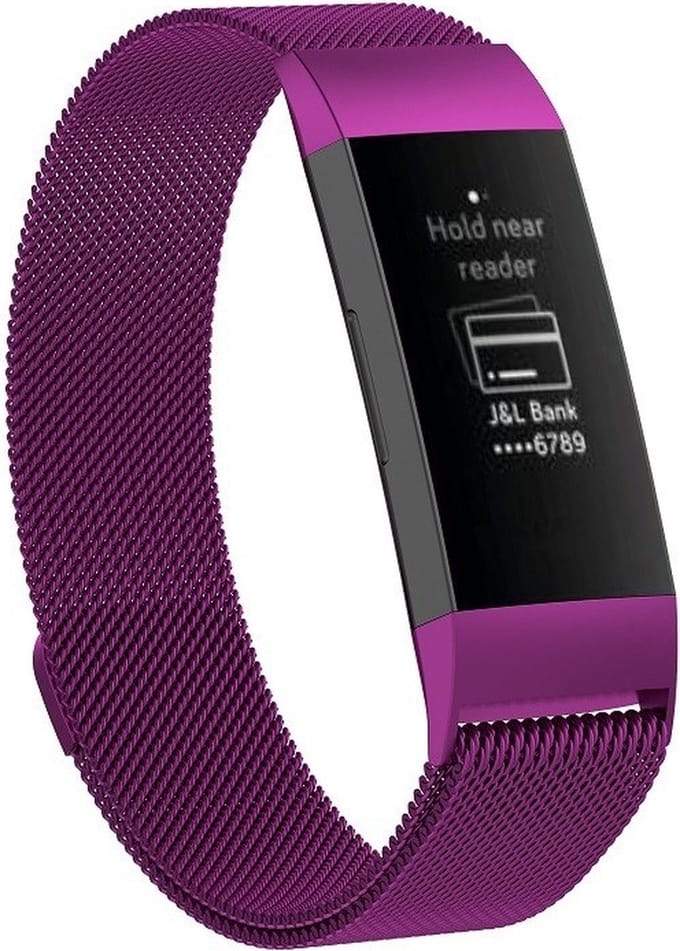 Milanees bandje - geschikt voor Fitbit Charge 3 / Charge 4 - maat M/L - paars
