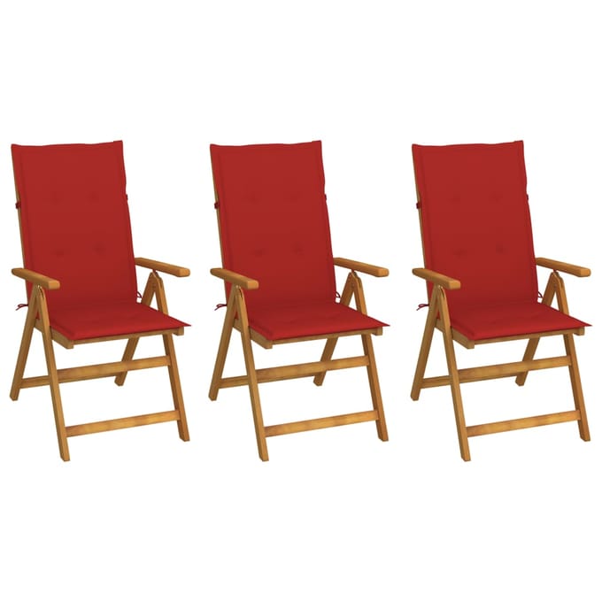 vidaXL - Inklapbare - stoelen - 3 - st - met - kussens - massief - acaciahout
