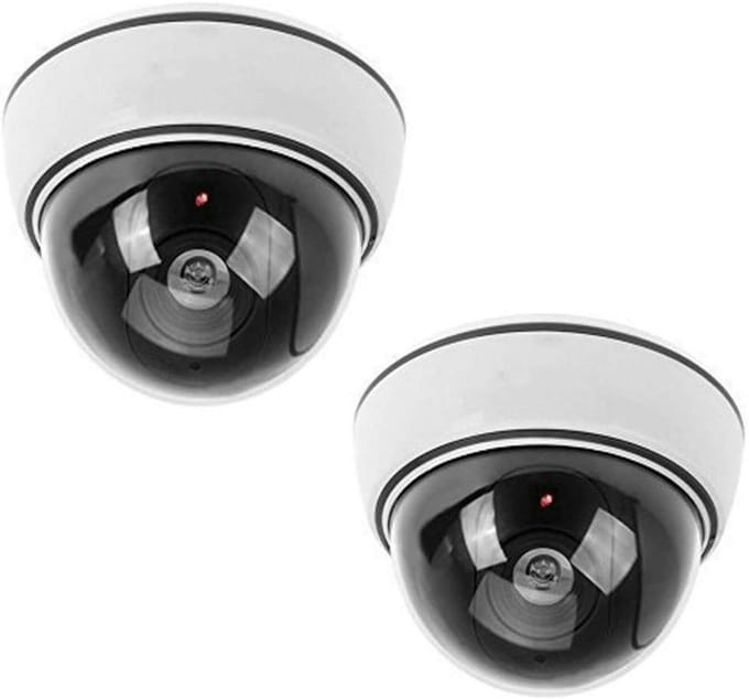Dummy camera - Bewakingscamera replica - Diefstalpreventie - Knipperend LED licht - 2 stuks - Wit