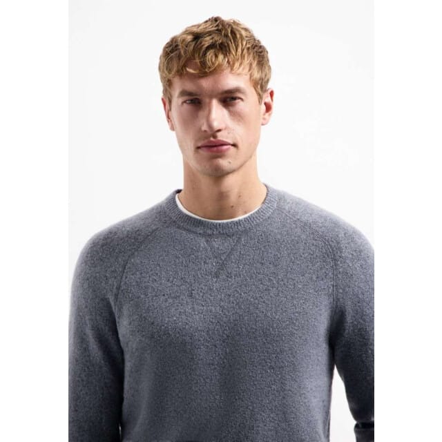 No Excess Pullover Crewneck Soft Wool Blend Washed Blue Größe: S | Pullover Outlet | Herren | Blau