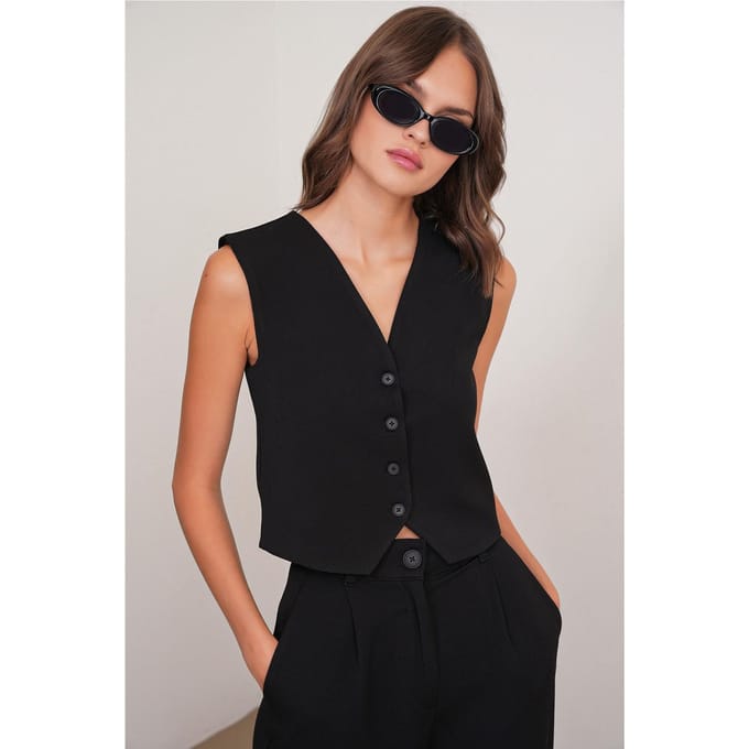 V-hals Geknoopte Vest