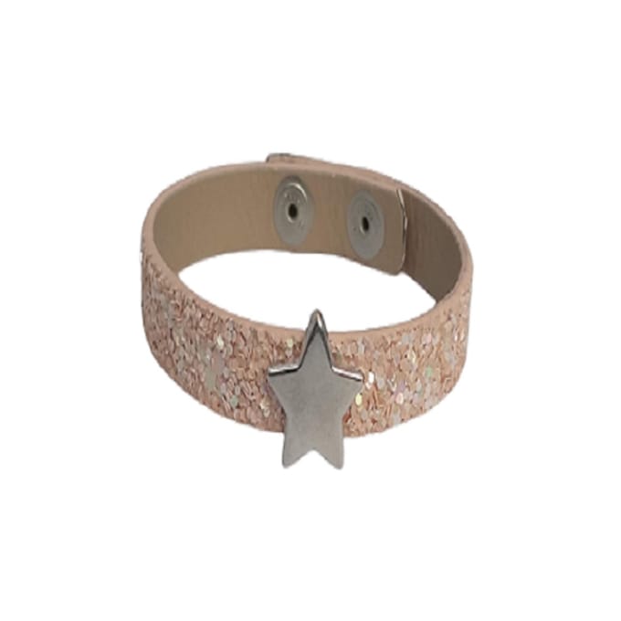 Aanpasbare armband-pink glitter star