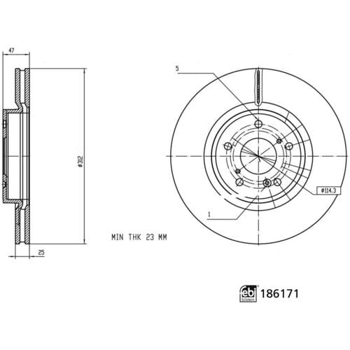 Remschijf FEBI BILSTEIN 186171
