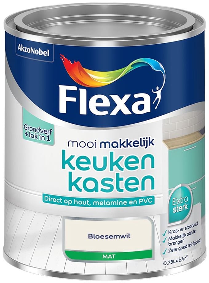 Flexa - Mooi Makkelijk Keukenkasten Mat - Bloesemwit - Mengverf - 750 Ml