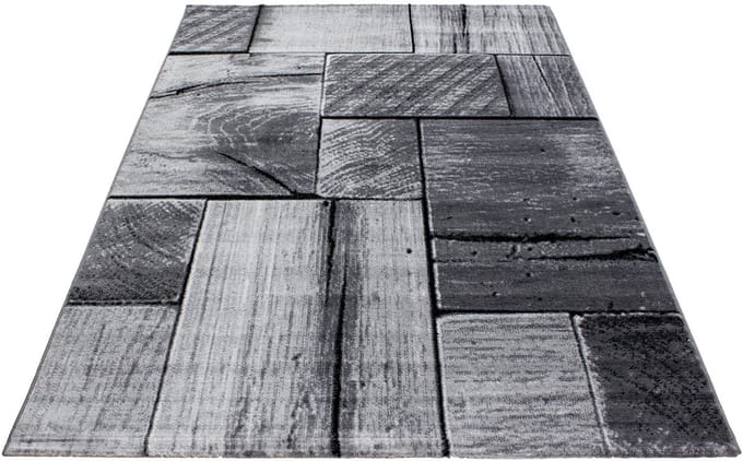 Modern laagpolig vloerkleed Parma - zwart 9260 - 80x300 cm