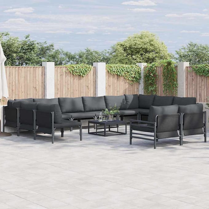 vidaXL - Tuinbank - Set - 12 - st - Zwart - Staal