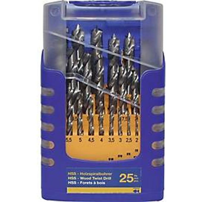 Houtdraaiboor set 013G 25-dl.D.1-13mm 0,5mm oplopend.HSS FISCH-TOOLS