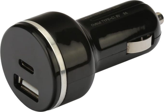 NÖRDIC CARC-N1008 Snelle Autolader, USB Quick Charger 3.0, USB-C Power Delivery 18 W, zwart