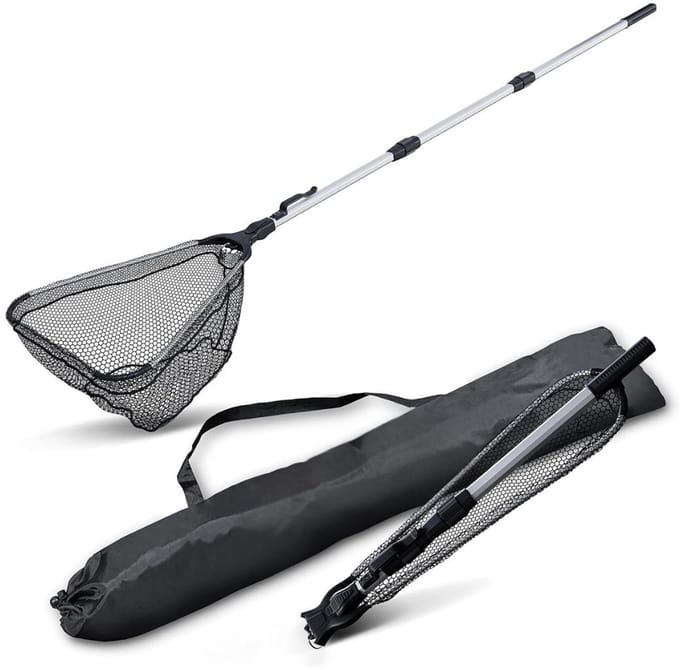 Thuys – Schepnet Vissen – Visnet – Telescoop Schepnet – Met Rubber Gevoerd Visnet – 55cm x 55cm x 1cm – Zwart