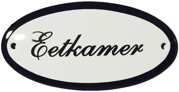 Emaille deurbord 'Eetkamer' ovaal