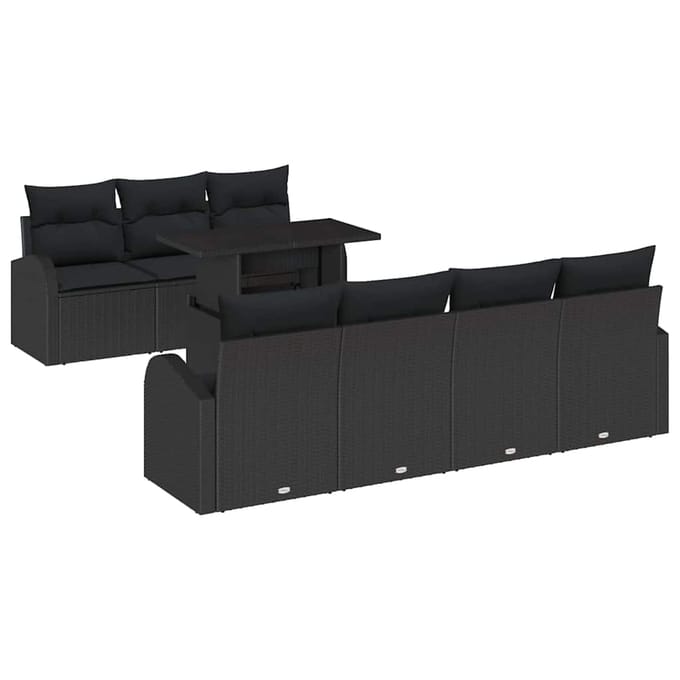 vidaXL - Tuinbank - Set - 8 - st - Zwart - poly - rattan