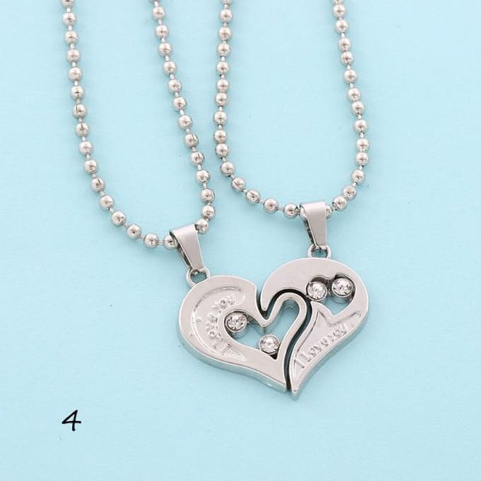 Design Sculpté Unique Mode Bijou Cadeau Amour Couple Collier Collier Pendentif en Forme de Cœur white