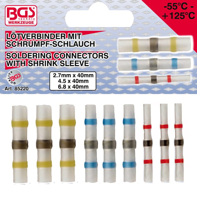 BGS Soldeerkoppelingsset met krimpkous 9-delig - 85220