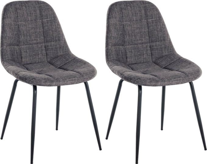 CLP Tom Set van 2 Eetkamerstoelen - Zonder armleuning - Fauteuil - licht grijs Stof