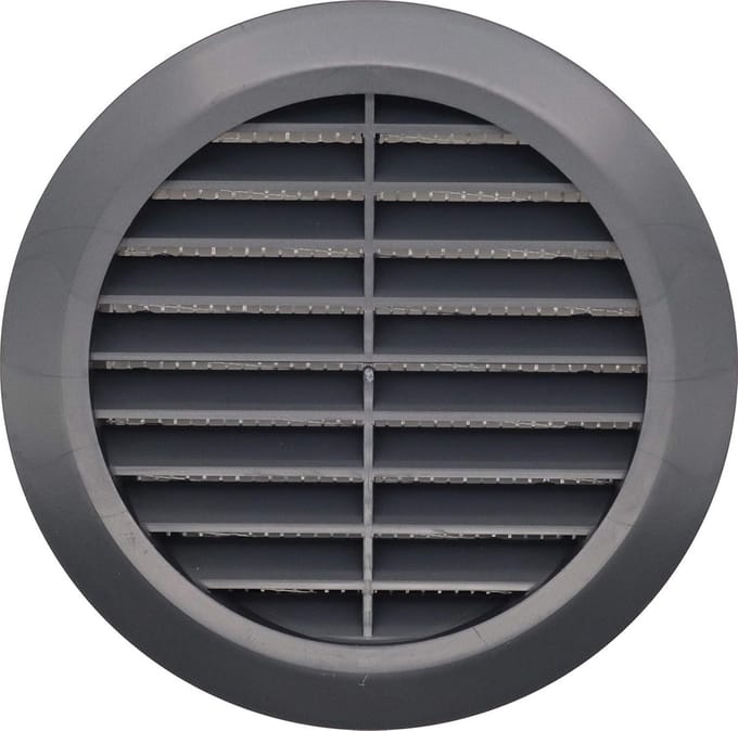 Ronde Zwarte Ventilatie Rooster 100mm met Flens en Insectenhor