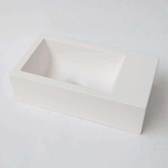 Fontein INK Contra Rechthoek Rechts 40x22x10cm Polystone Cilinder Mat Wit Zonder Kraangat