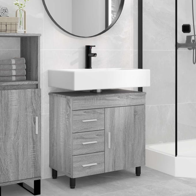 vidaXL - Badkamer - vaniteitsunit - Grijs - Sonoma - 60 - x - 35 - x - 60 - cm