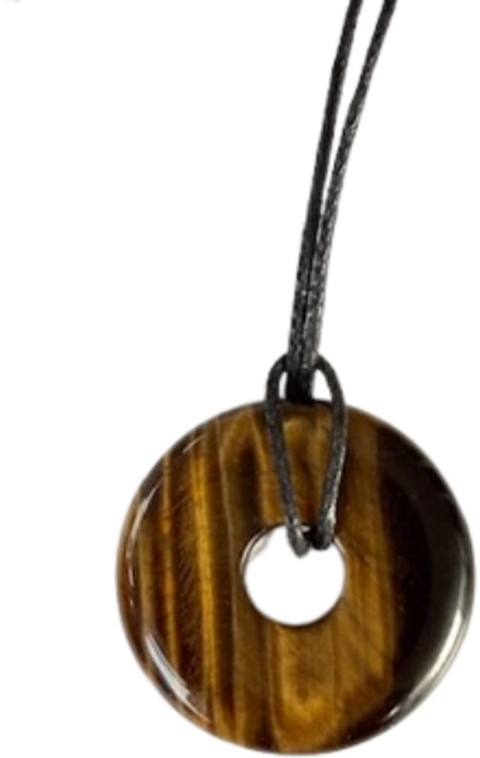 Donut hanger - tijgeroog - edelsteen - 3 cm