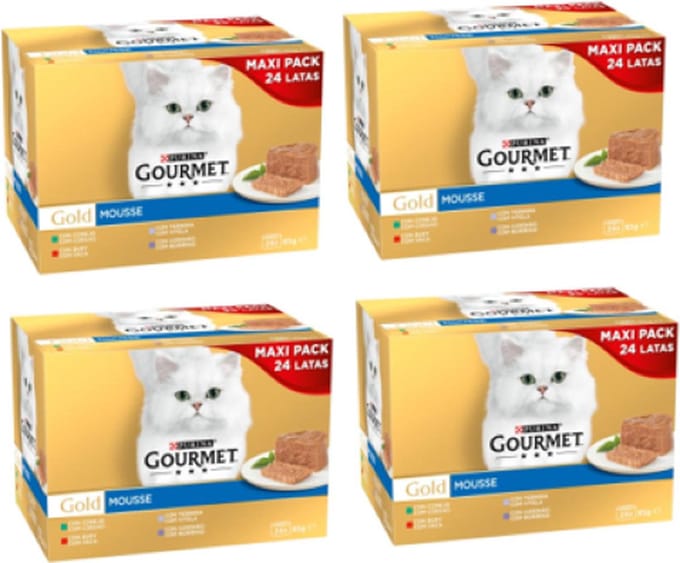 4x Gourmet Gold - Mousse Rund Multipack - Kattenvoer - 24x85g