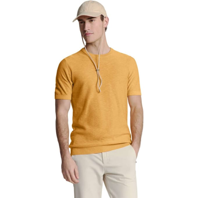 No Excess Pullover Short Sleeve Crewneck Solid Slub Knit Yellow Maat: XL | Sweaters Outlet | Heren | Geel