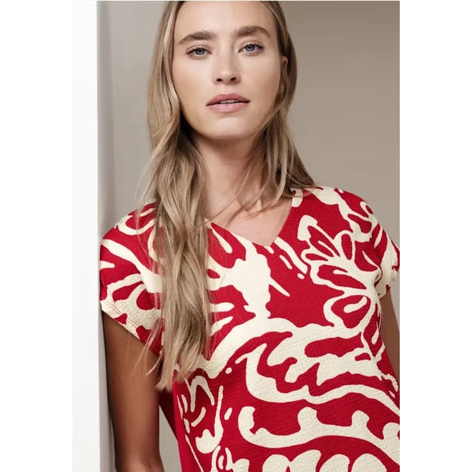 Shirt met gespleten hals en print op de voorkant