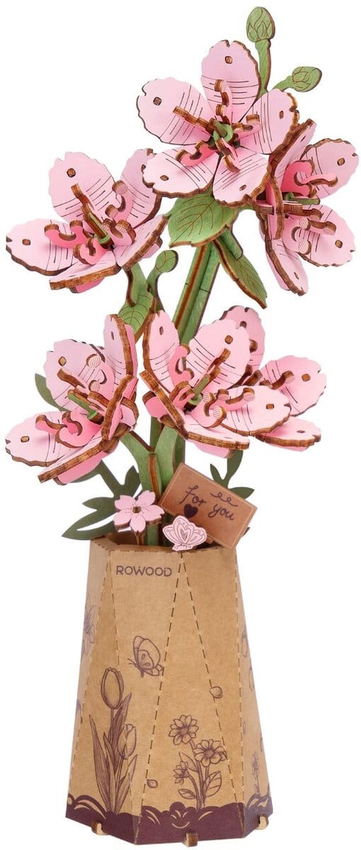 Robotime, DIY Houten Bloem, Sakura, TW101, 9x7,5x22,5 cm