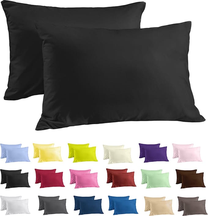 Zavelo Katoen Kussenslopen Basics Zwart (set van 2)-60 x 70 cm (standaard)