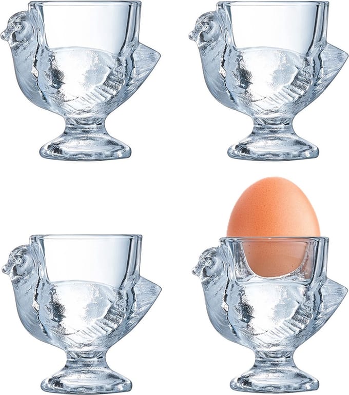 Bellatio Design Eierdopjes Poulet - set van 8x - transparant glas - 7 x 7 cm - voor ontbijt/brunch/pasen