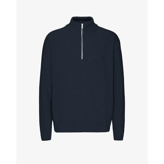 Merino trui 1/4 ritssluiting Colorful Standard Navy Blue