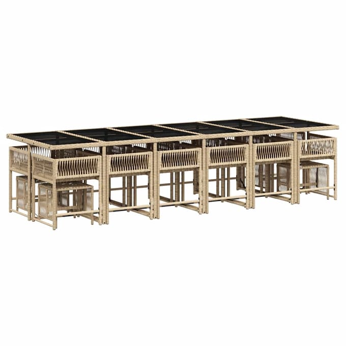 vidaXL - 17-delige - Tuinset - met - kussens - poly - rattan - beige