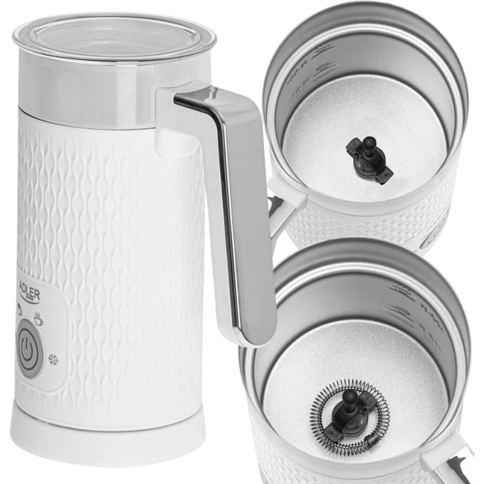 Adler AD 4494 witte melkschuimer - voor het opschuimen en verwarmen van melk (latte en cappuccino)