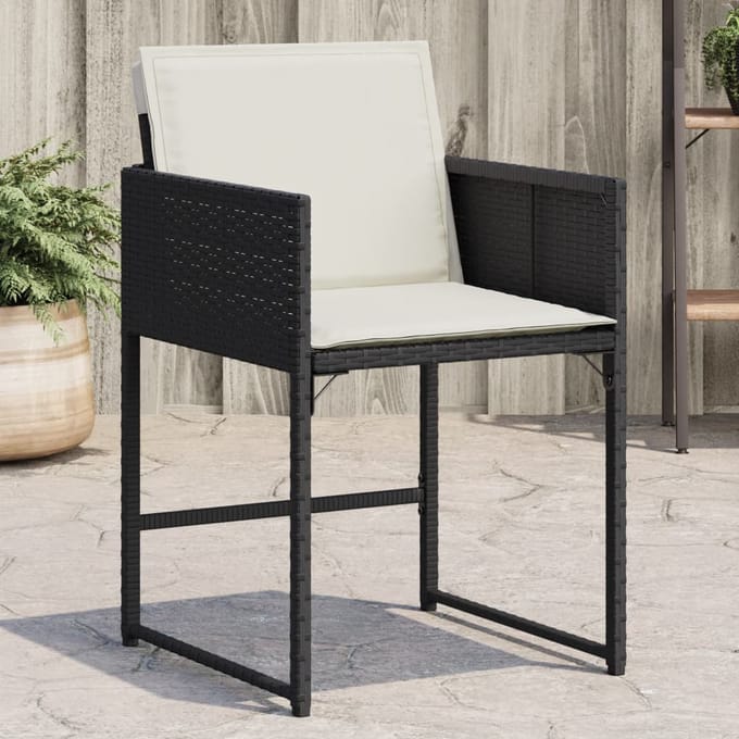 vidaXL - Tuinstoelen - 4 - st - met - kussens - poly - rattan - zwart
