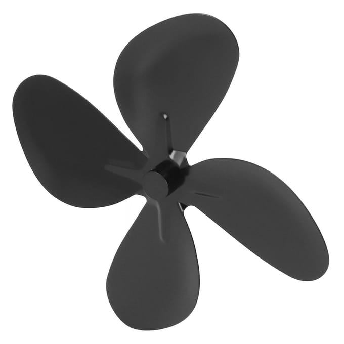 Remplacement Pale Ventilateur Poêle Alliage d'Aluminium Ventilateur Cheminée 4 Pales avec Vis Clé Hexagonale Noir black
