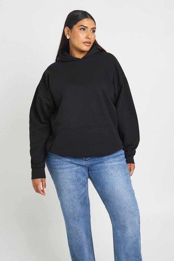 boohoo Dames Plus Zure Kers Oversized Hoodie | Zwart | Maat: 44