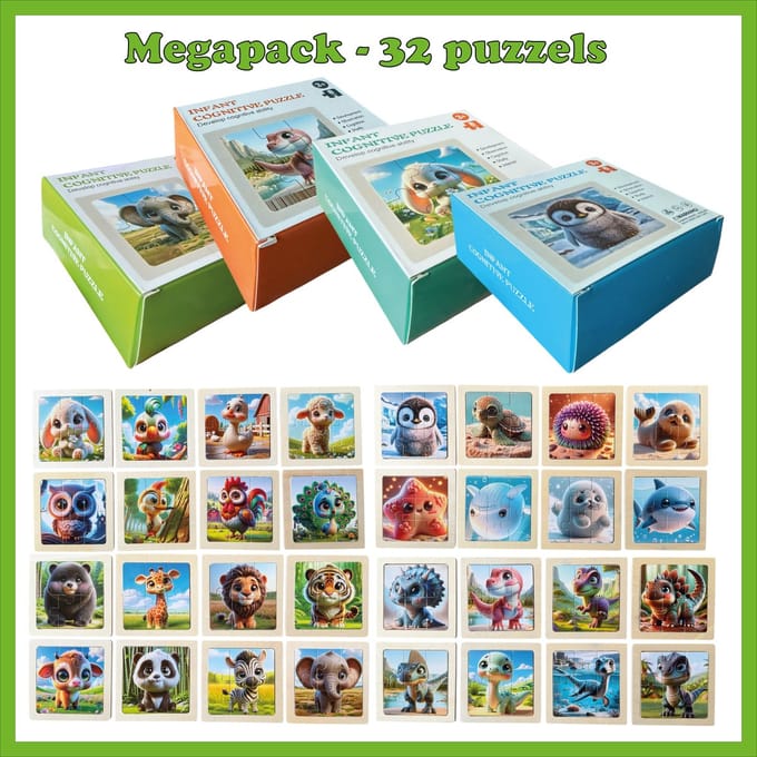 Femur - Houten Puzzeltjes - Megapack - Set 32 Stuks - Reiseditie