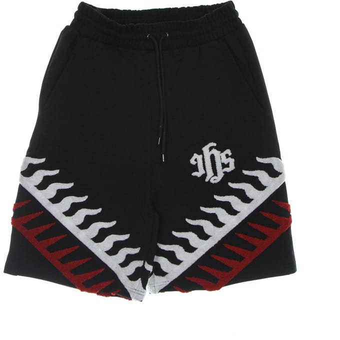 Korte heren trainingsbroek Sponge Graphic Flames Basket Pants Zwart