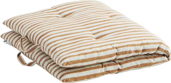 Madam Stoltz - Matraskussen gestreept 60x100cm - wit/bruin (donkere honingkleur)