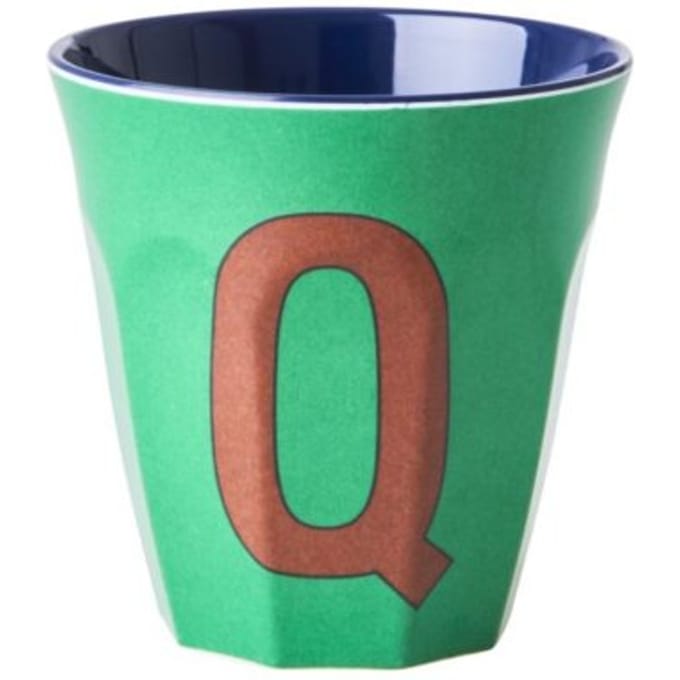 Rice melamine beker medium letter q groen