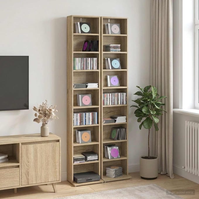 vidaXL - CD - Kast - 2 - st - Sonoma - Eiken - 33 - x - 23,5 - x - 175 - cm - Bewerkt - hout