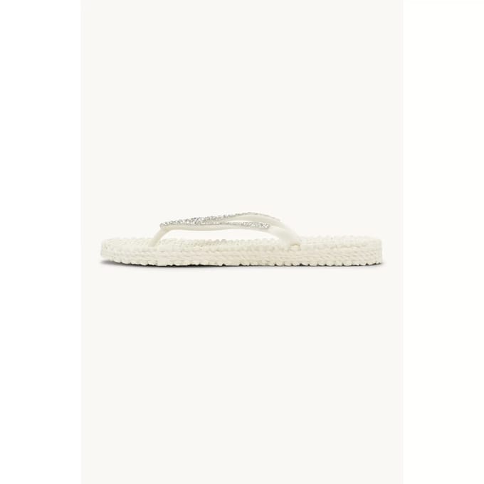 Slippers met grove glitter CHEERFUL03G - 12 Creme