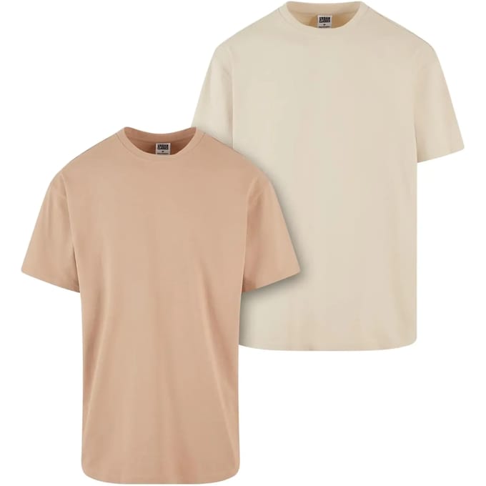 Urban Classics - Heavy Oversized 2Pack Heren Tshirt - XL - Beige/Beige